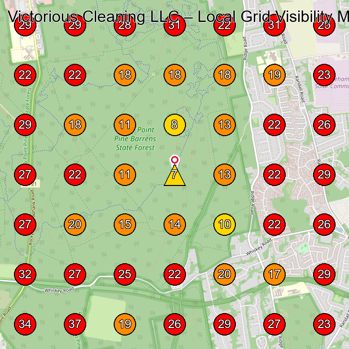 Victorious Cleaning LLC GeoGrid visibility map for Commercial Cleaning Service in None